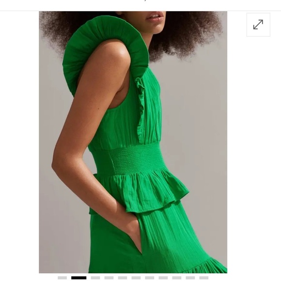 ME + EM Cheesecloth Maxi Dress Leaf Green 4 - Picture 4 of 15